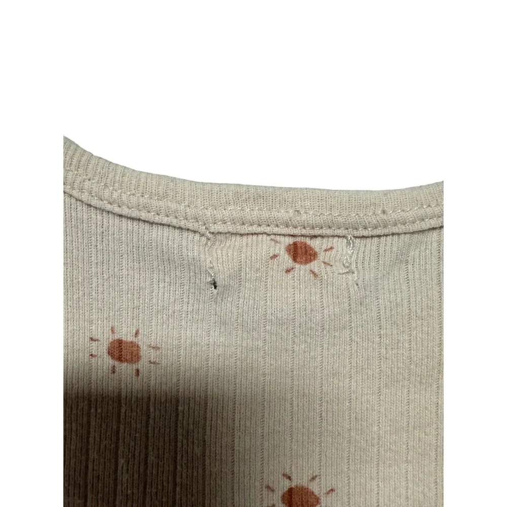 Rabbit Bear Organic Sun Print‎ Ruffle Long Sleeve Baby Girl Bodysuit 6-9 Months